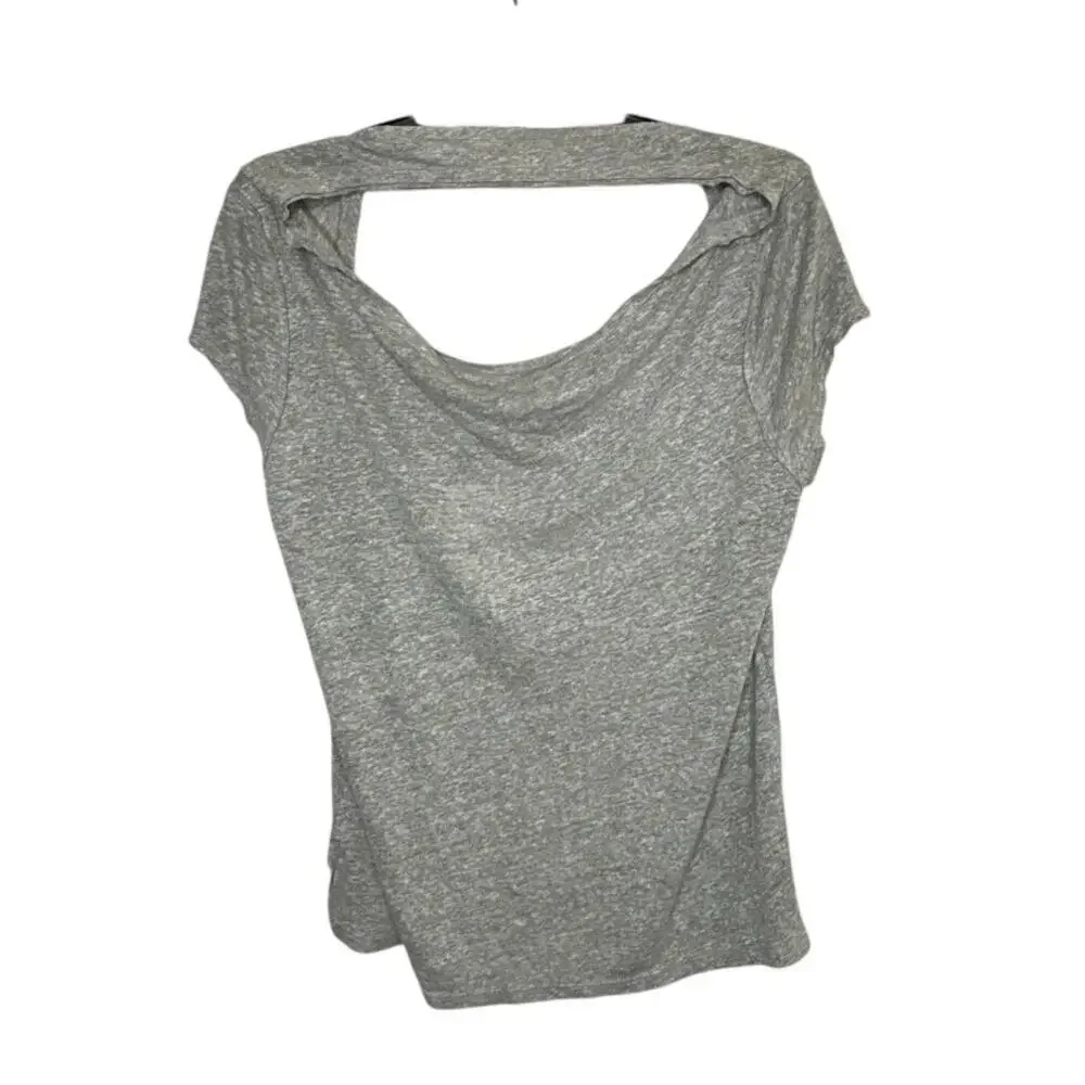 Free People We The Free Heathered Grey Linen Blend Classic T-Shirt Size XS New